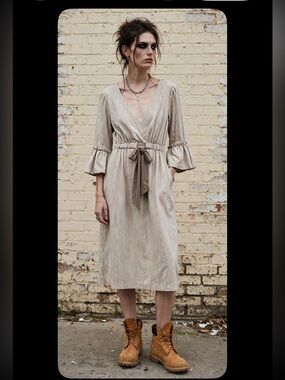 Bcbg cotton pinstripe dress with bow